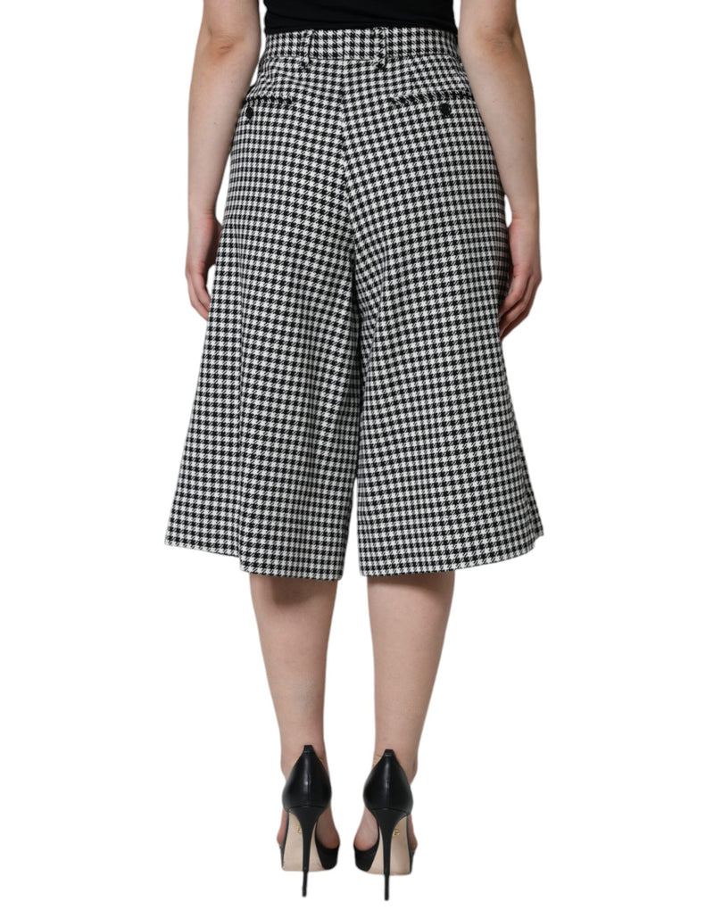 Dolce & Gabbana Black and White Houndstooth Cropped Pants