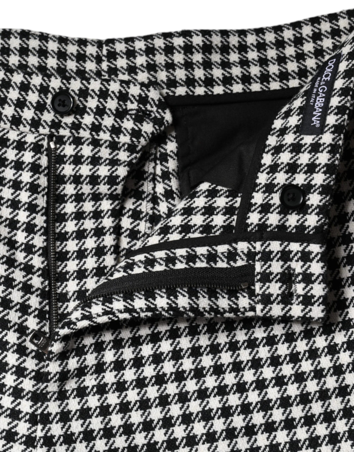 Dolce & Gabbana Black and White Houndstooth Cropped Pants