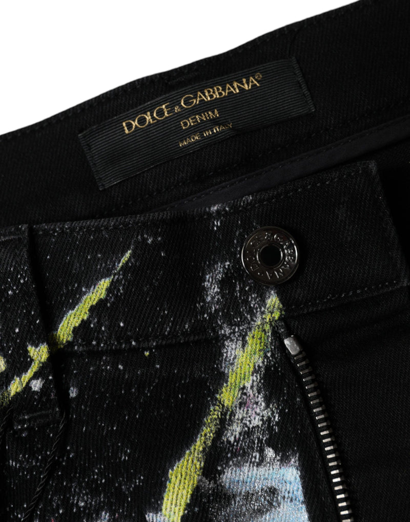 Dolce & Gabbana Multicolor Splatter Paint Cotton Skinny Jeans