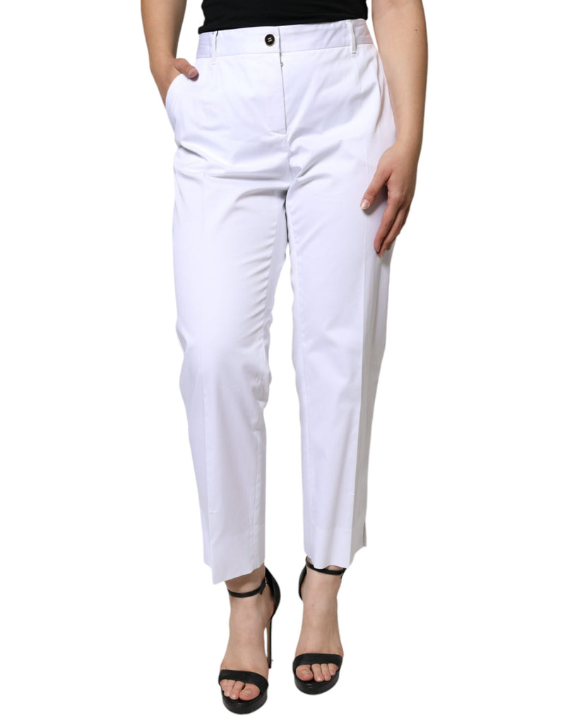 Dolce & Gabbana White Mid Waist Tapered Denim Jeans for Women