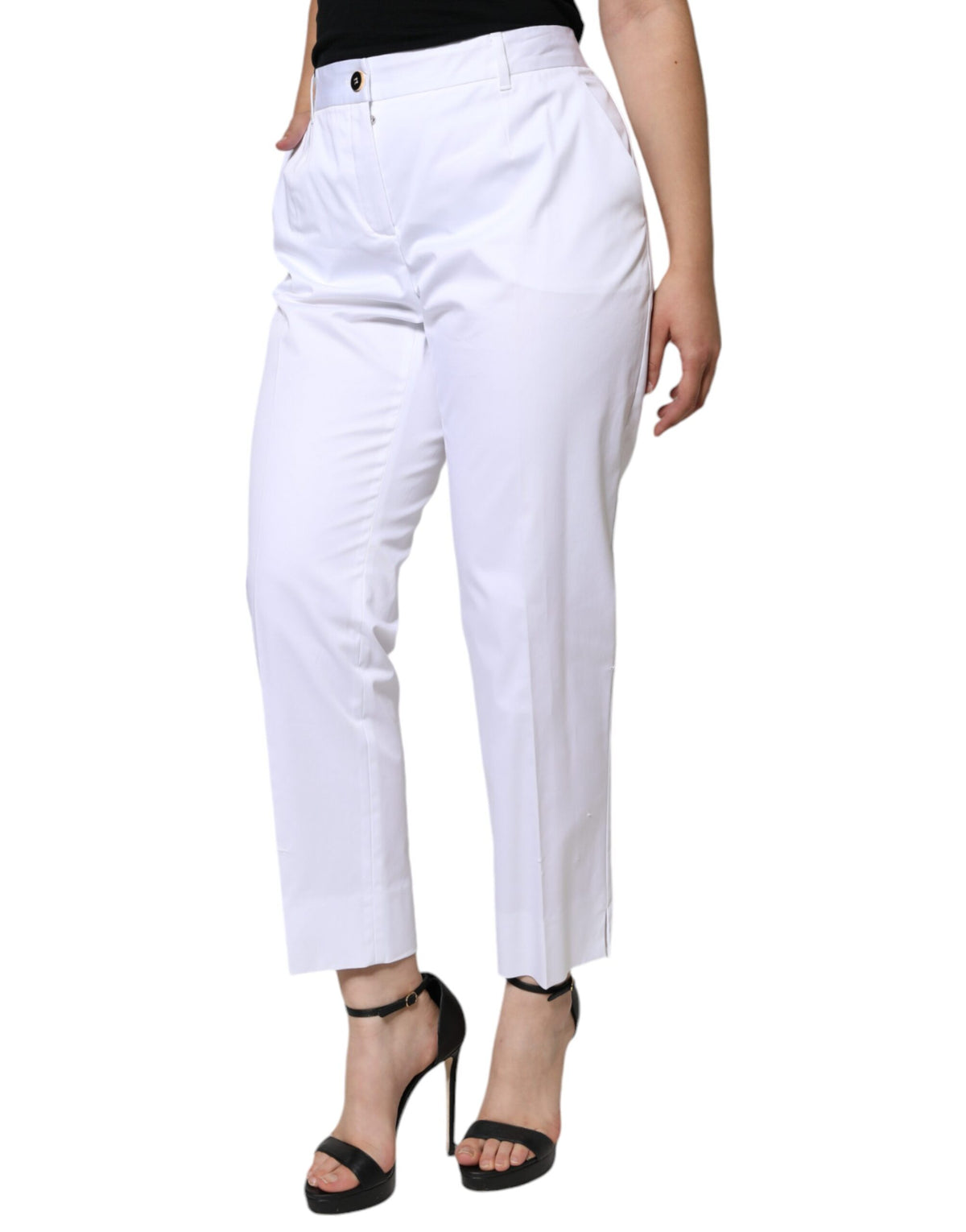Dolce & Gabbana Jeans Femme Tapered Blanc Taille Mi-haute