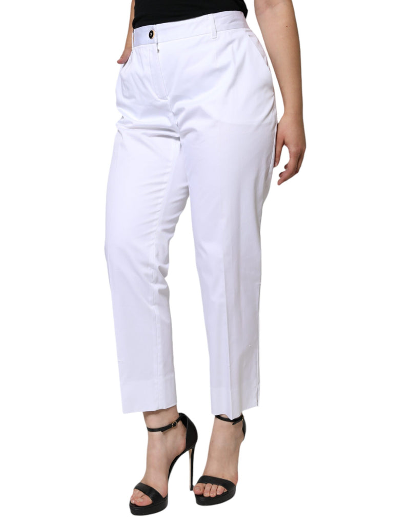 Dolce & Gabbana White Mid Waist Tapered Denim Jeans for Women