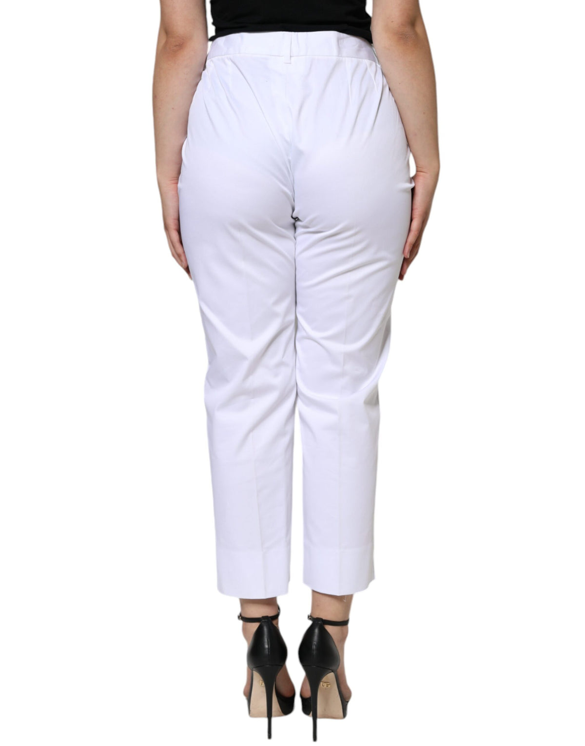 Dolce & Gabbana Jeans Femme Tapered Blanc Taille Mi-haute