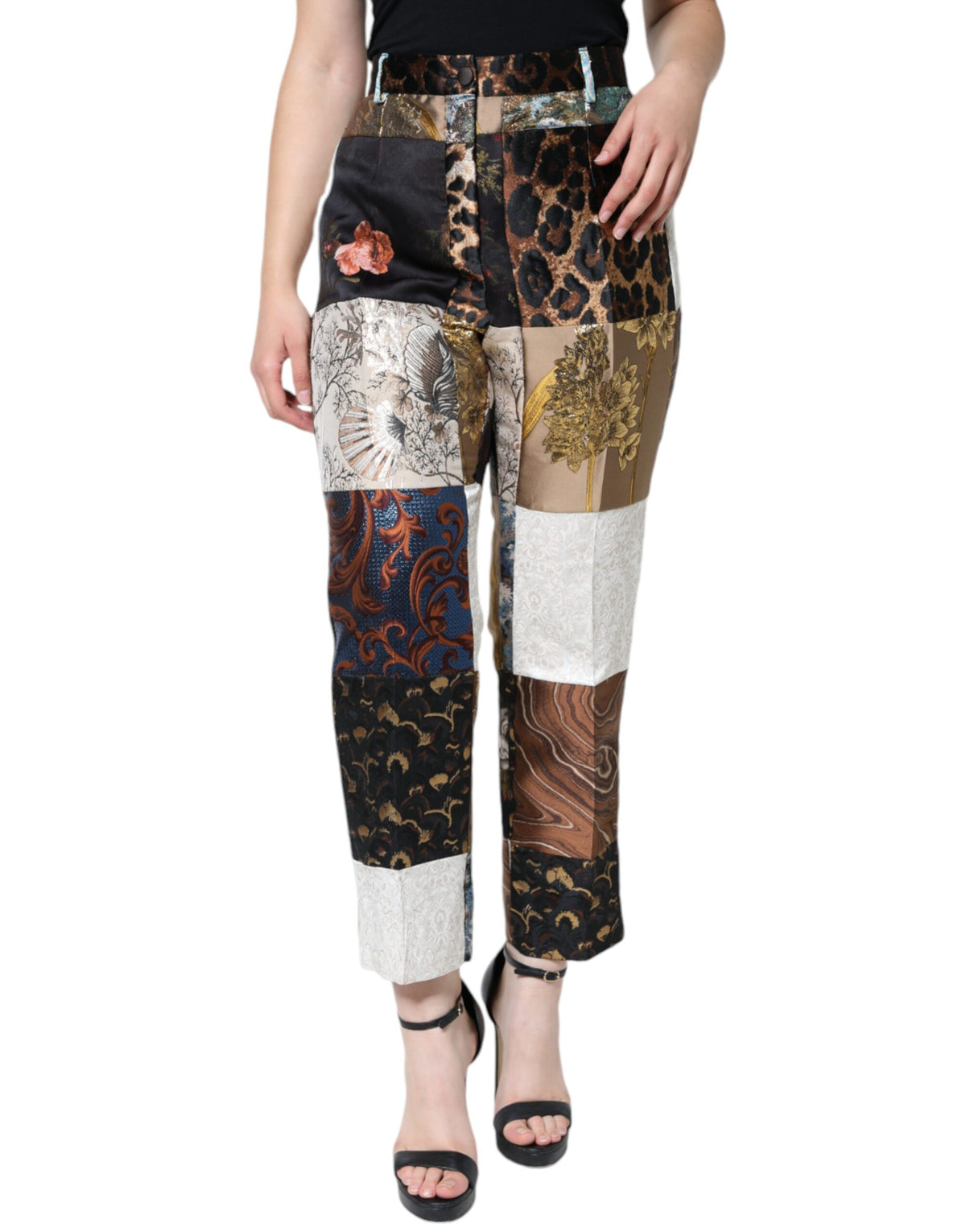 Dolce & Gabbana Pantalons Jacquard Multicolores Taille Haute