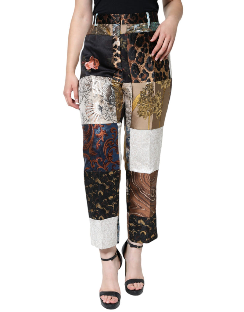 Dolce & Gabbana Pantalons Jacquard Multicolores Taille Haute