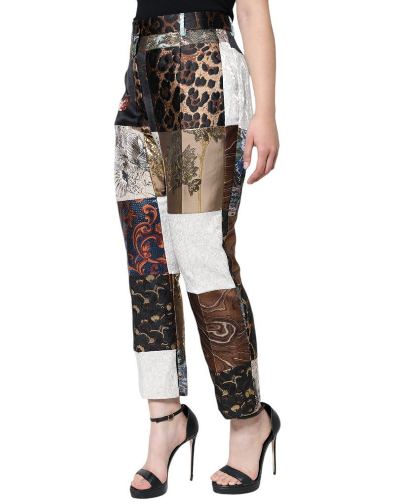 Dolce & Gabbana Pantalons Jacquard Multicolores Taille Haute