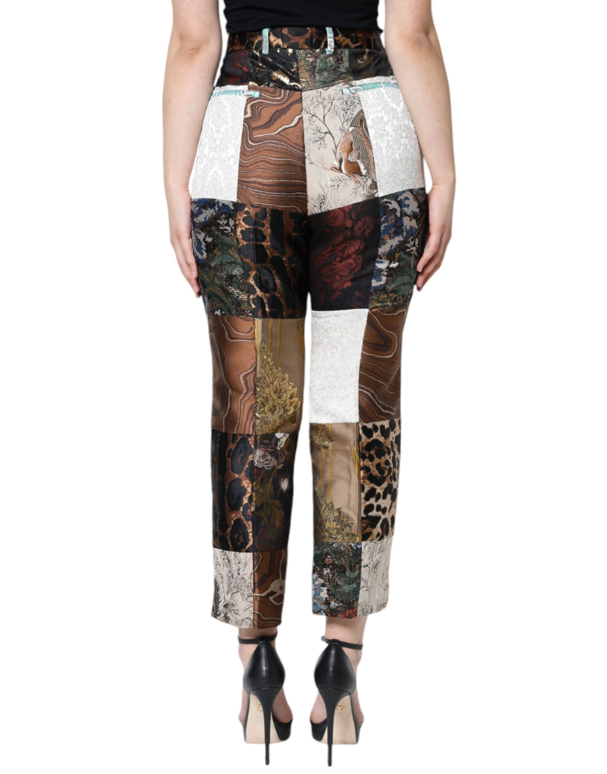 Dolce & Gabbana Pantalons Jacquard Multicolores Taille Haute