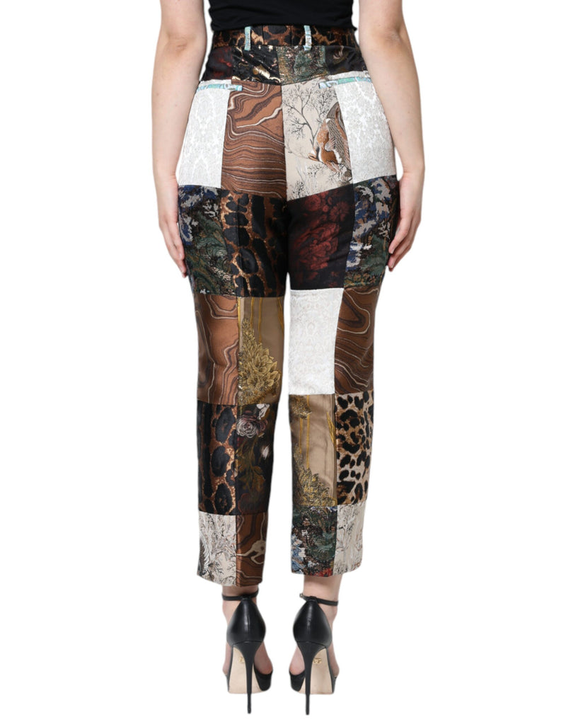 Dolce & Gabbana Pantalons Jacquard Multicolores Taille Haute