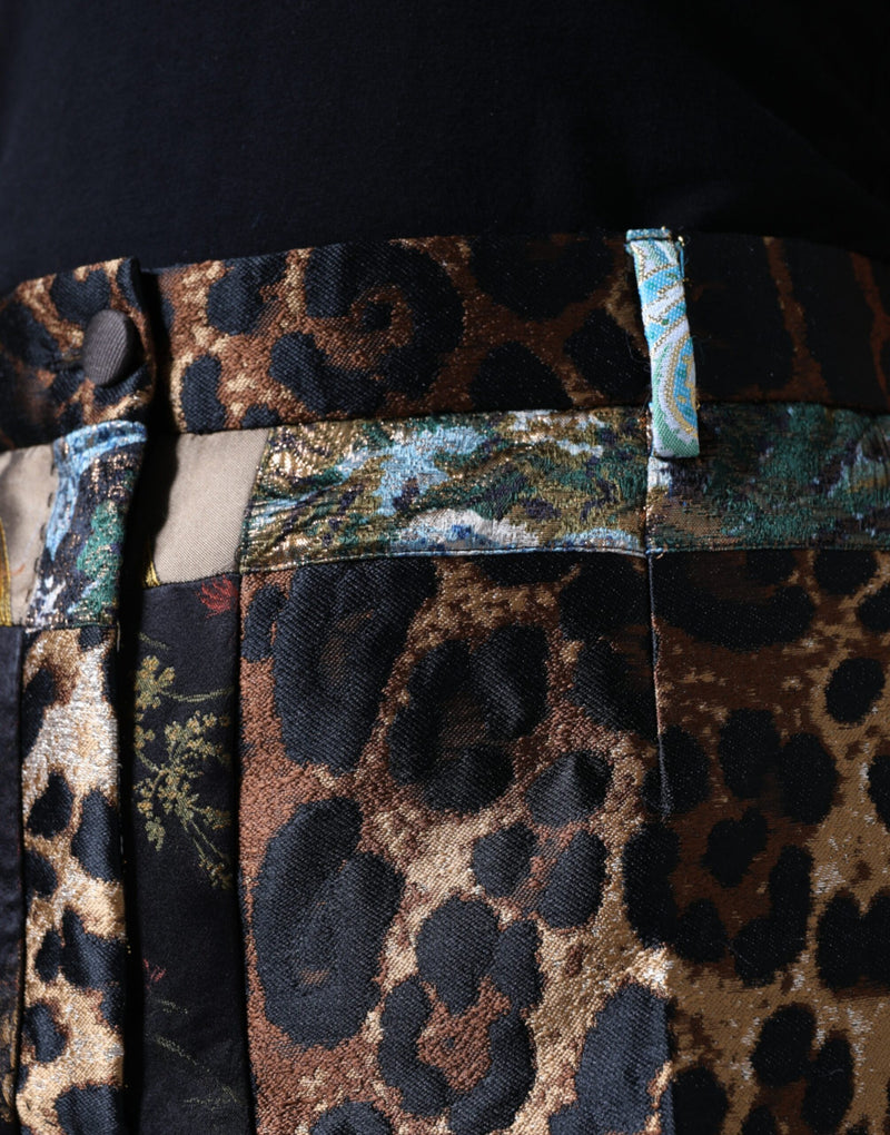 Dolce & Gabbana Pantalons Jacquard Multicolores Taille Haute