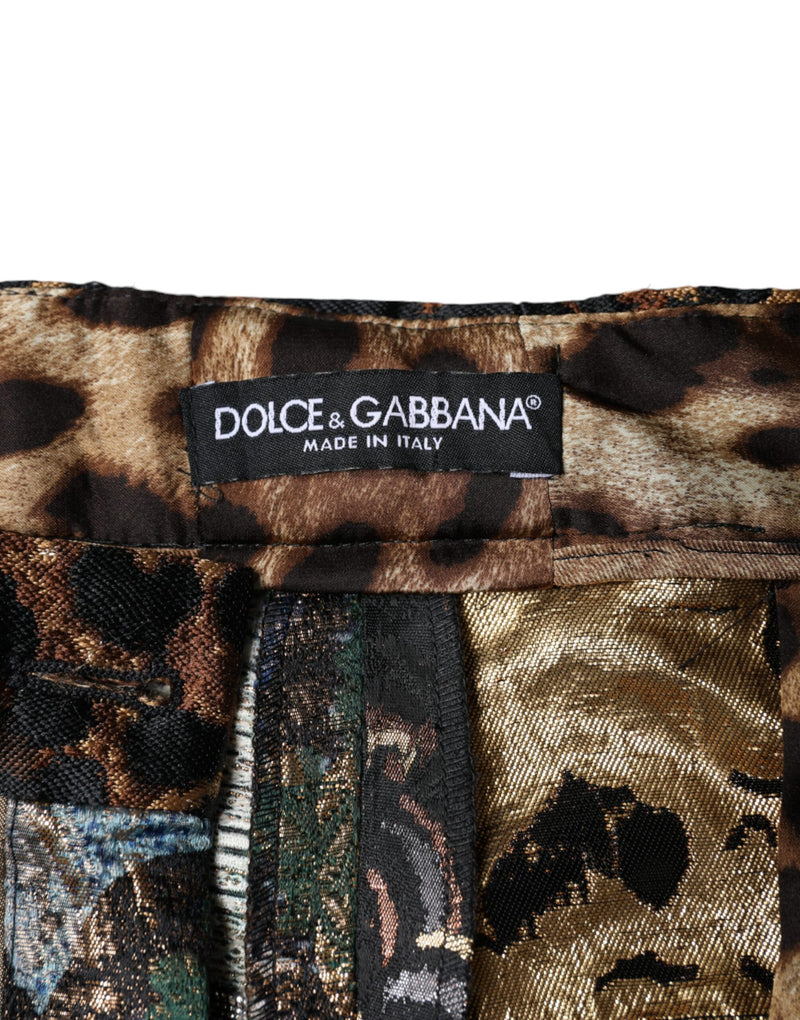 Dolce & Gabbana Pantalons Jacquard Multicolores Taille Haute