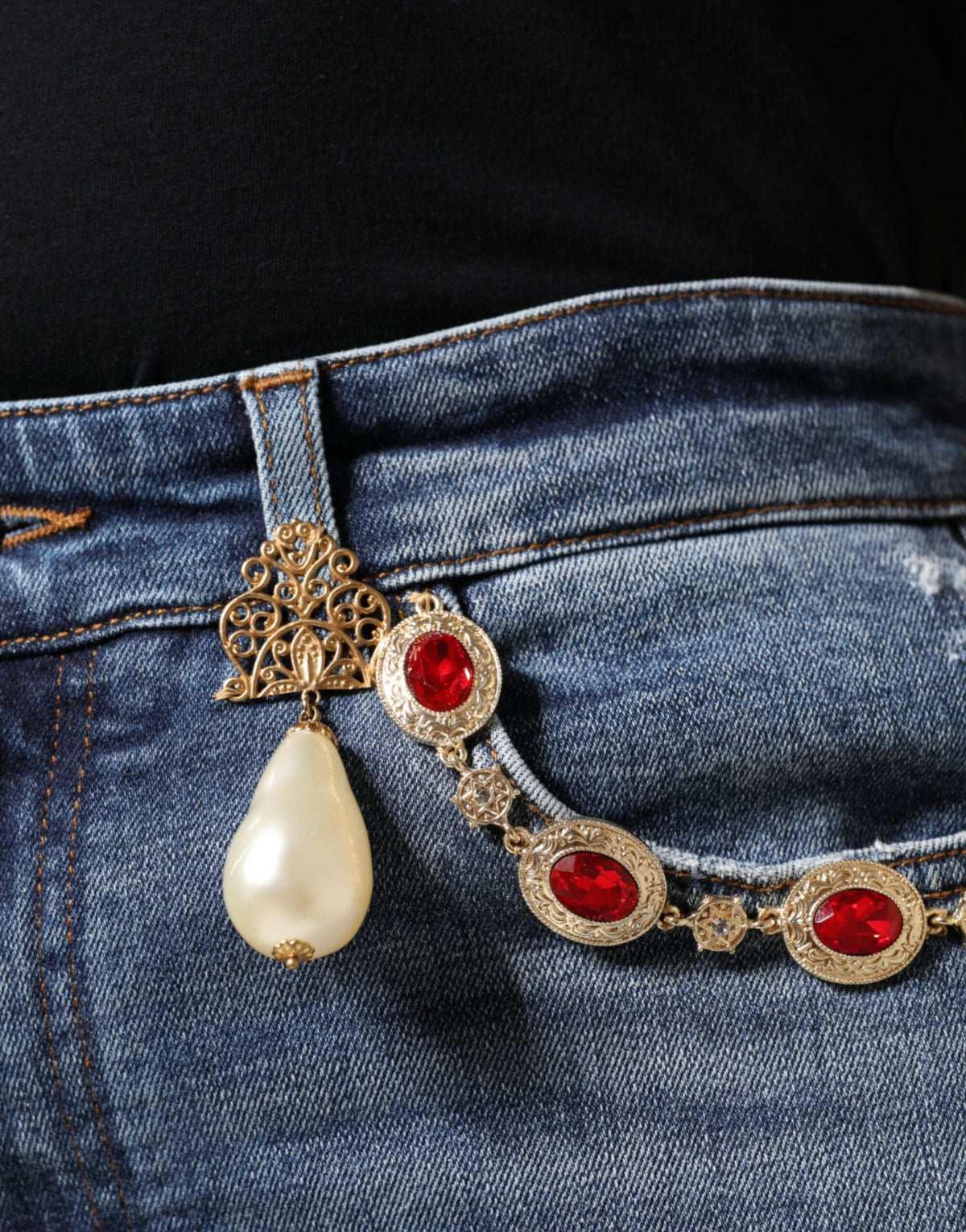 Dolce & Gabbana Jean Skinny Tissé Tissé en Coton Bleu Foncé