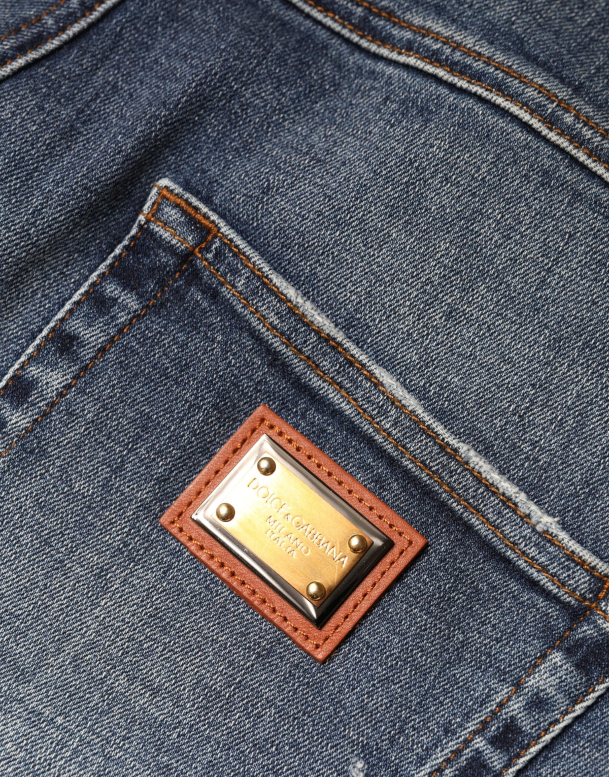 Dolce & Gabbana Jean Skinny Tissé Tissé en Coton Bleu Foncé