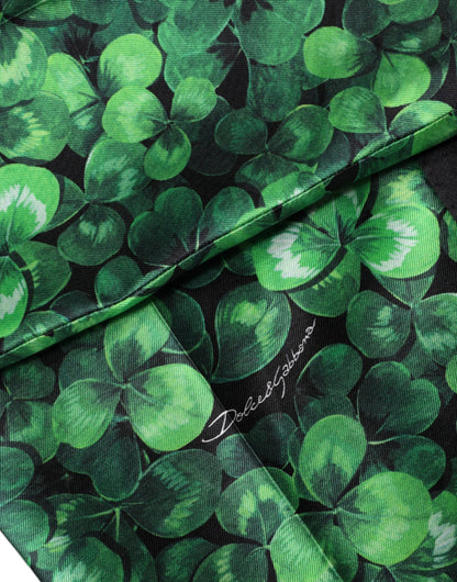 Pantalon taille haute et coupe évasée en satin de soie vert trèfle de Dolce & Gabbana