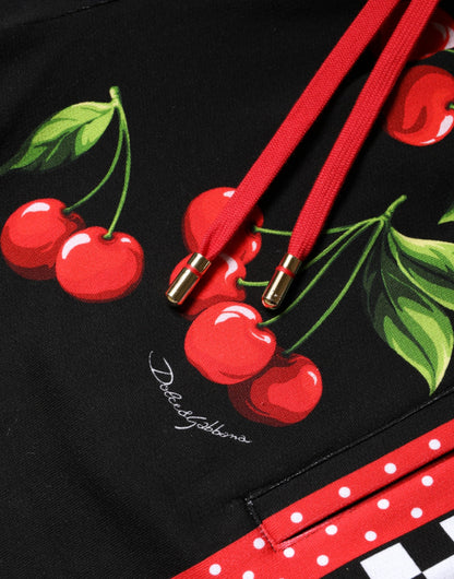 Pantalon de jogging taille mi-hauteur noir à rayures rouges et cerises de Dolce & Gabbana