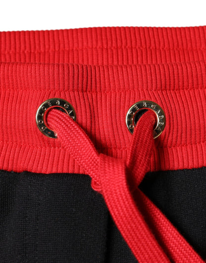 Pantalon de jogging taille mi-hauteur noir à rayures rouges et cerises de Dolce & Gabbana