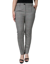 Dolce & Gabbana Gray Plaid Wool Mid Waist Tapered Pants