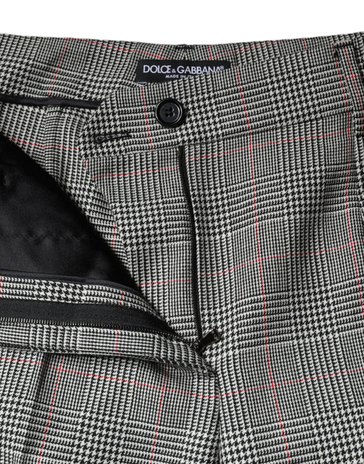 Dolce & Gabbana Gray Plaid Wool Mid Waist Tapered Pants