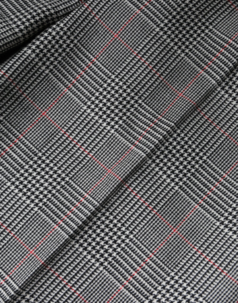Dolce & Gabbana Gray Plaid Wool Mid Waist Tapered Pants