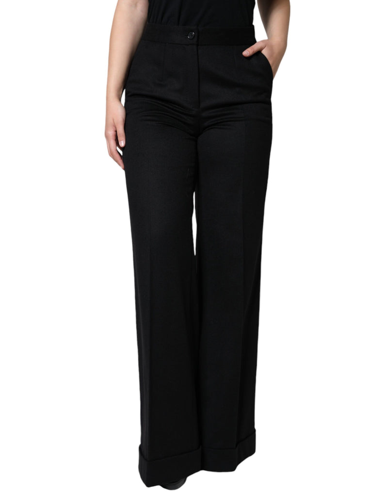Dolce & Gabbana Black Cashmere Mid Waist Boot Cut Pants