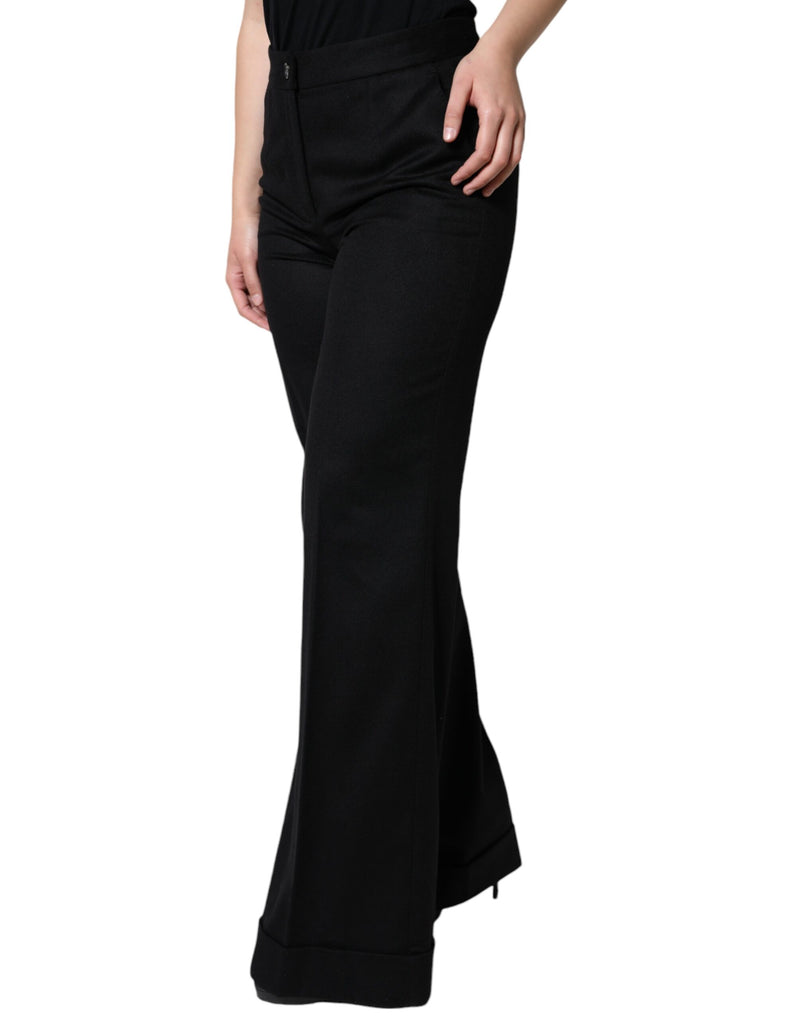 Dolce & Gabbana Black Cashmere Mid Waist Boot Cut Pants
