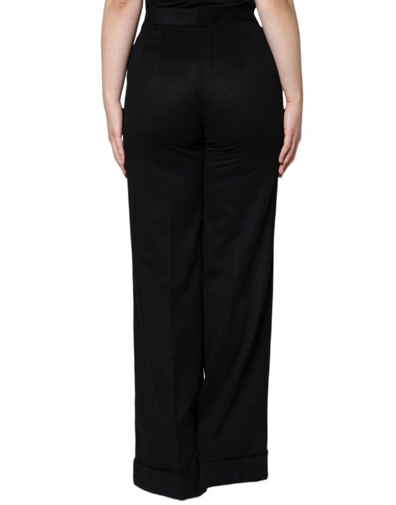 Dolce & Gabbana Black Cashmere Mid Waist Boot Cut Pants