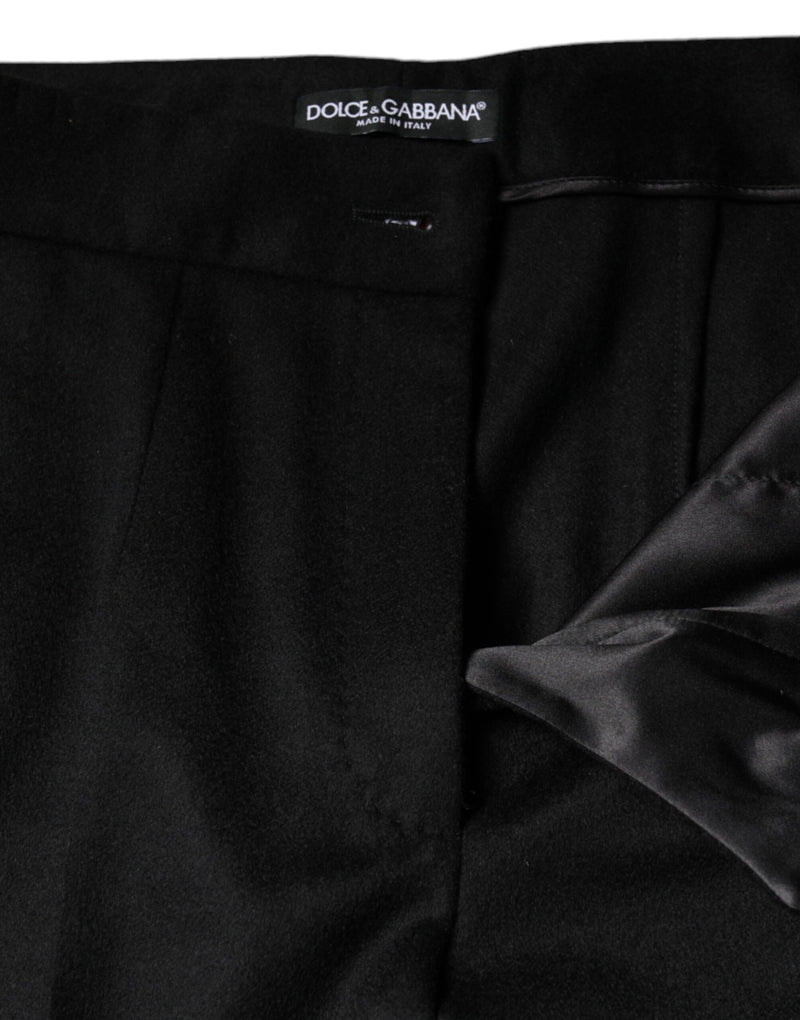 Dolce & Gabbana Black Cashmere Mid Waist Boot Cut Pants