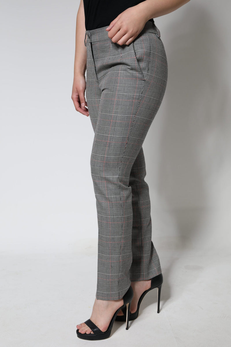 Dolce & Gabbana Gray Plaid Wool Mid Waist Tapered Pants