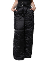 Dolce & Gabbana Pantalons Boot Cut Noir Matelassés Taille Haute