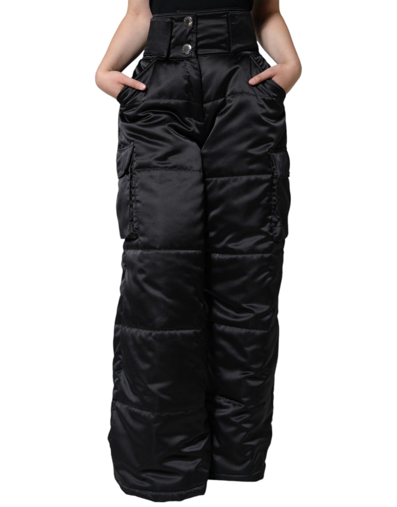 Dolce & Gabbana Black Quilted High Waist Boot Cut Pants