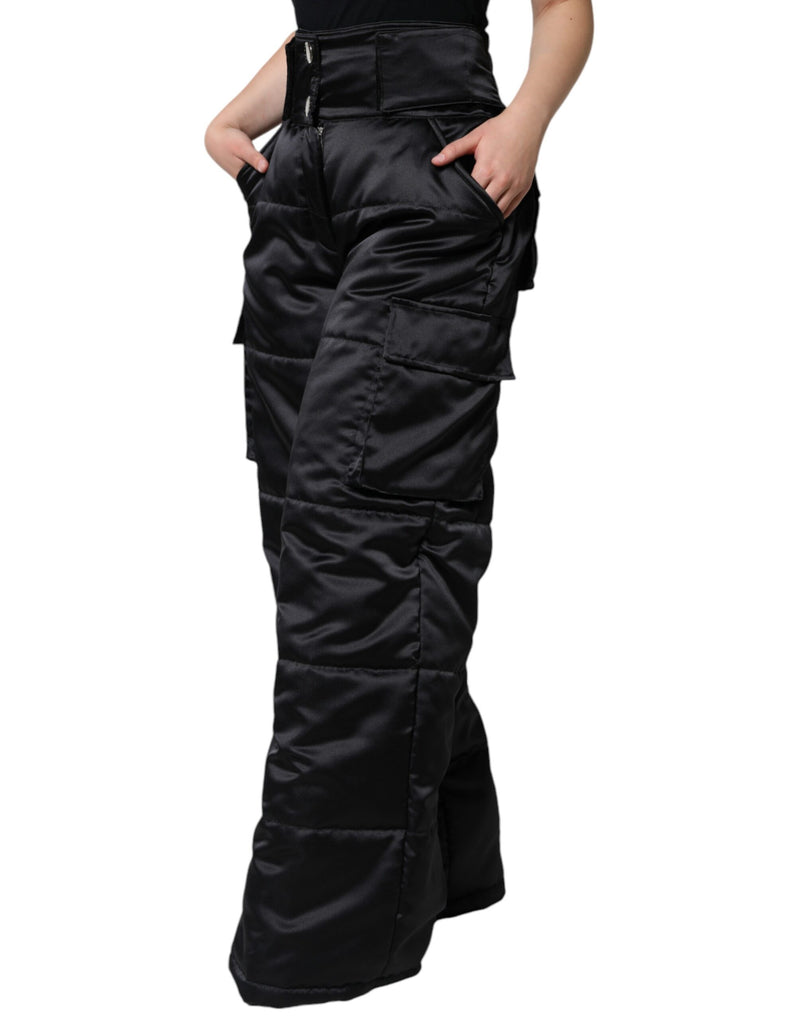 Dolce & Gabbana Black Quilted High Waist Boot Cut Pants