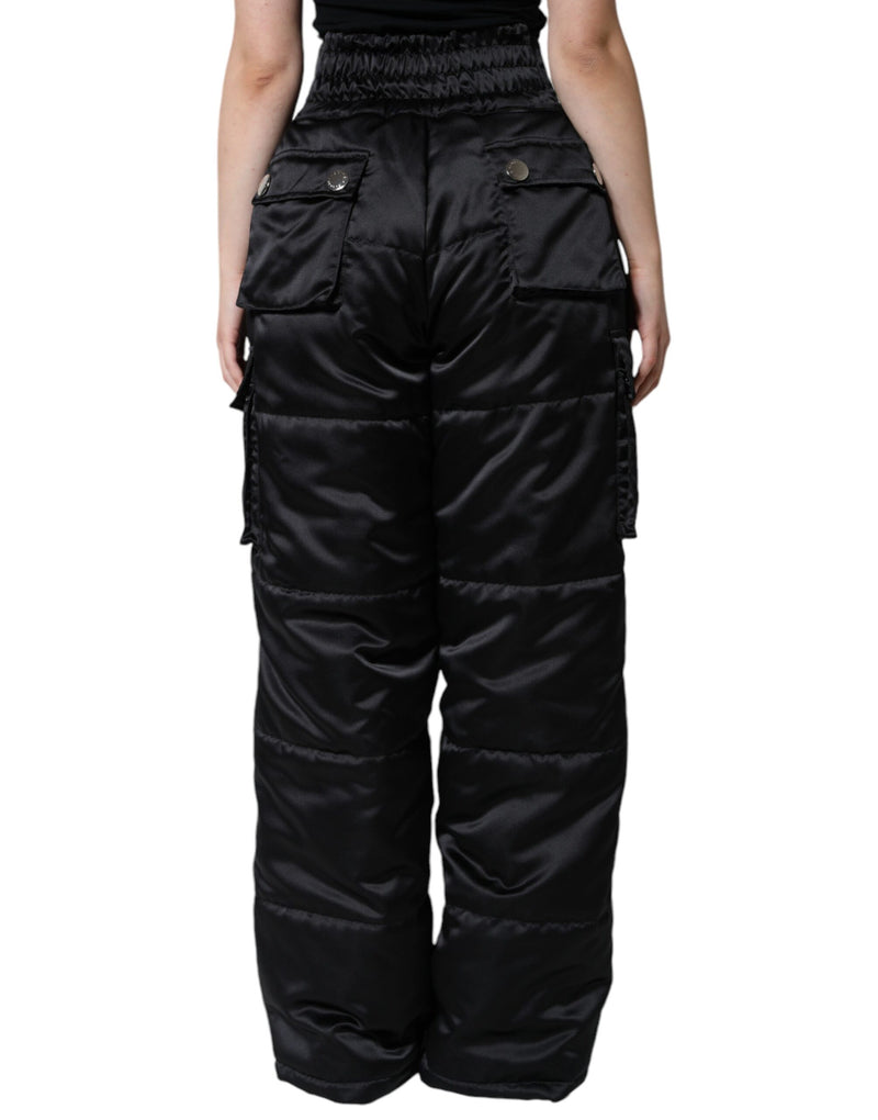 Dolce & Gabbana Black Quilted High Waist Boot Cut Pants