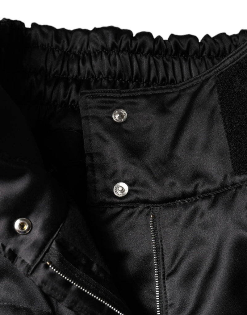 Dolce & Gabbana Black Quilted High Waist Boot Cut Pants