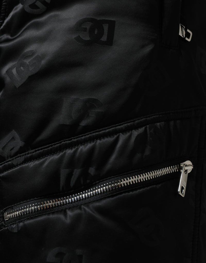 Dolce & Gabbana Black Quilted High Waist Wide Leg Pants