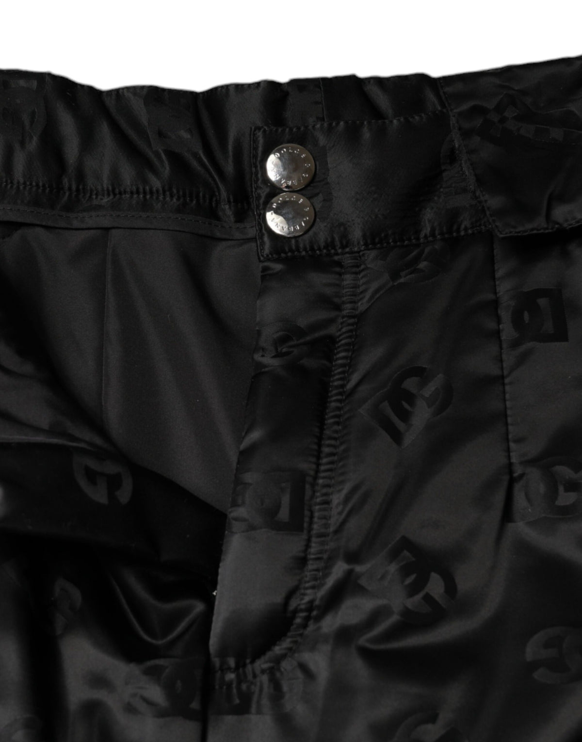 Dolce & Gabbana Pantalons Large Taille Haute Matelassés Noirs