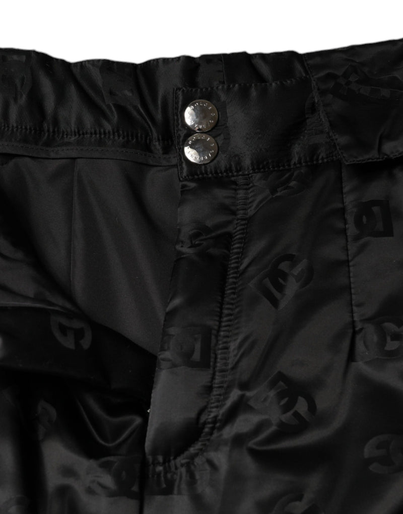 Dolce & Gabbana Black Quilted High Waist Wide Leg Pants