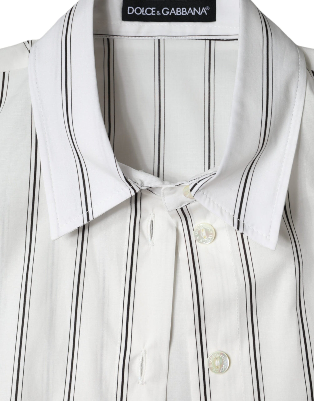 Polo Top à Col Rayé Blanc Dolce & Gabbana