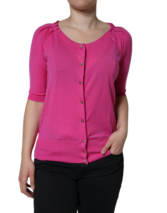 Dolce & Gabbana Blouse en Laine Rose à Manches Courtes