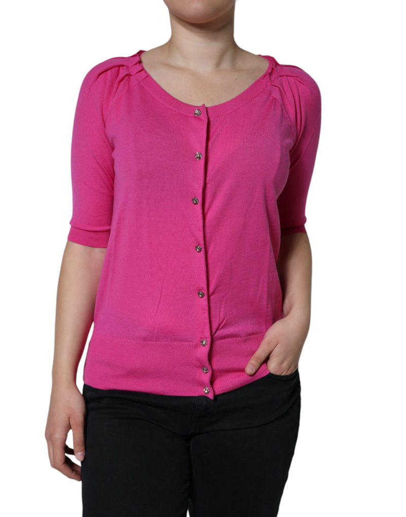 Dolce & Gabbana Blouse en Laine Rose à Manches Courtes