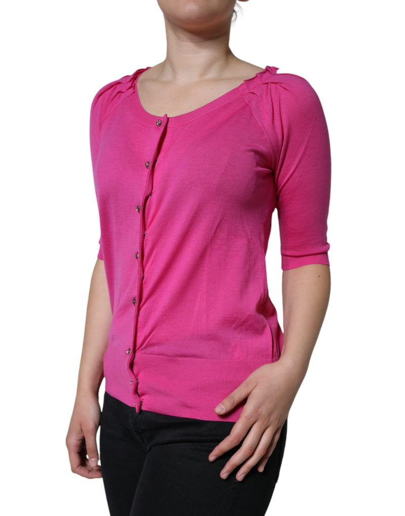 Dolce & Gabbana Blouse en Laine Rose à Manches Courtes