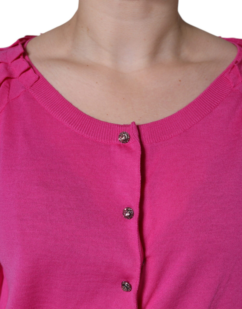 Dolce & Gabbana Blouse en Laine Rose à Manches Courtes