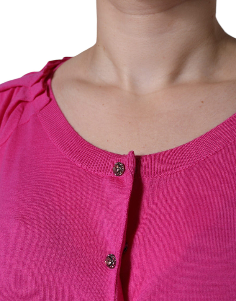 Dolce & Gabbana Blouse en Laine Rose à Manches Courtes