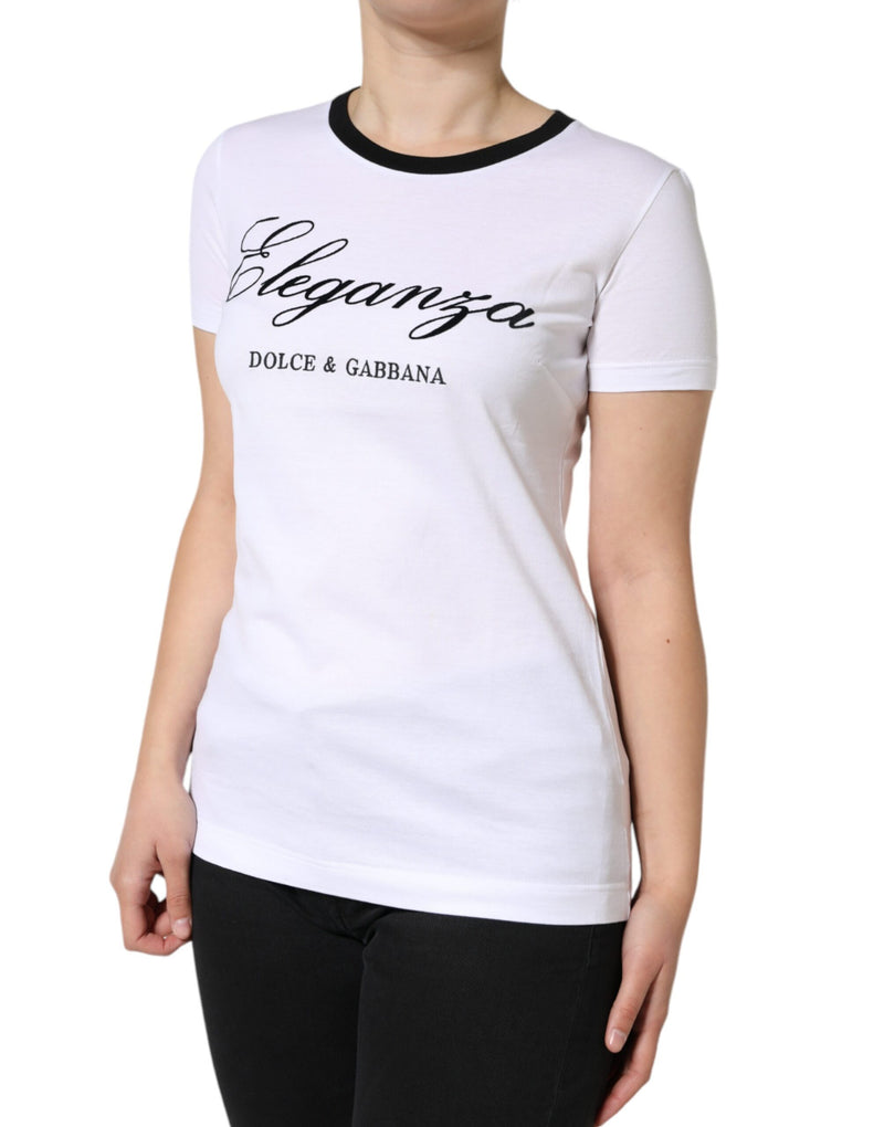 Dolce & Gabbana T-shirt en coton blanc avec imprimé Eleganza