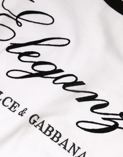 Dolce & Gabbana wit katoenen T-shirt met korte mouwen en Eleganza-print