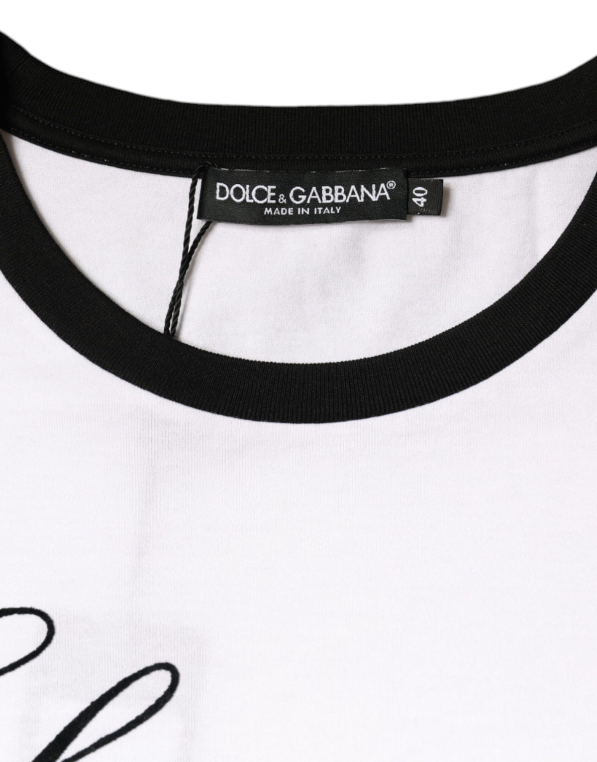 Dolce & Gabbana T-shirt en coton blanc avec imprimé Eleganza