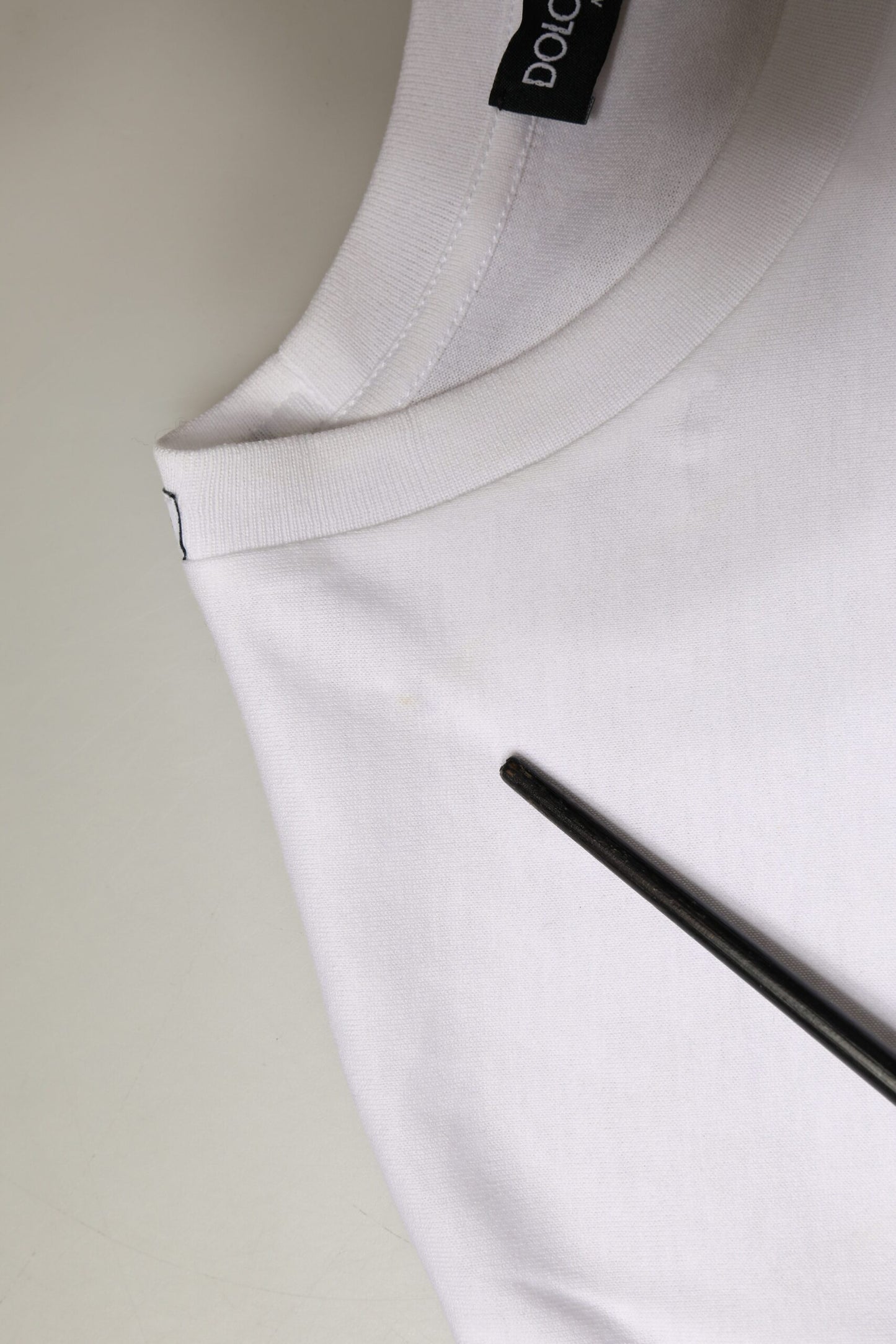 T-shirt blanc en coton sans manches à col rond de Dolce & Gabbana