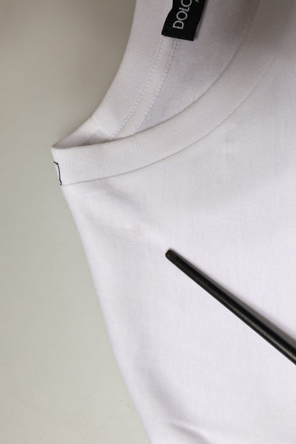 T-shirt blanc en coton sans manches à col rond de Dolce & Gabbana