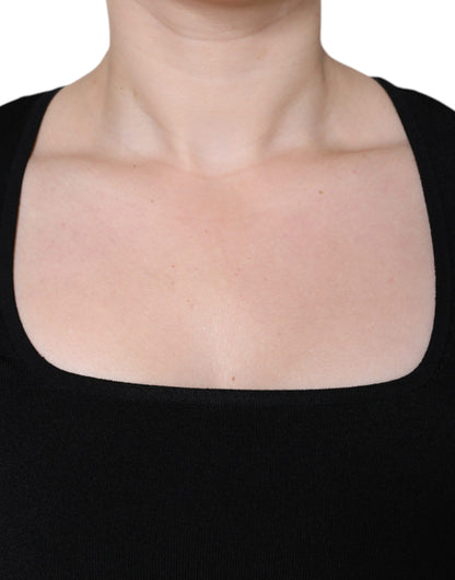 Dolce & Gabbana zwarte blouse met lange mouwen en ronde hals.