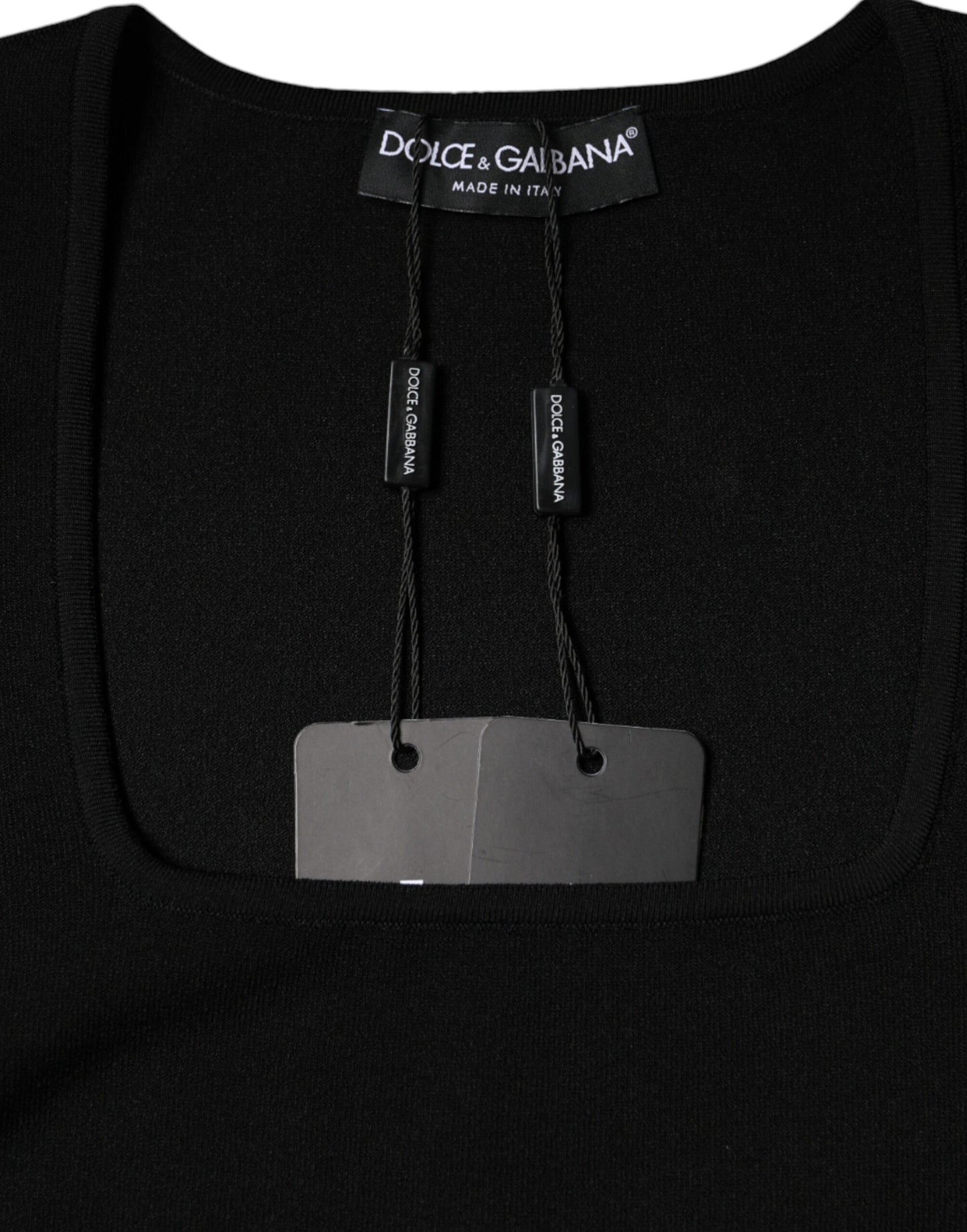 Dolce & Gabbana zwarte blouse met lange mouwen en ronde hals.
