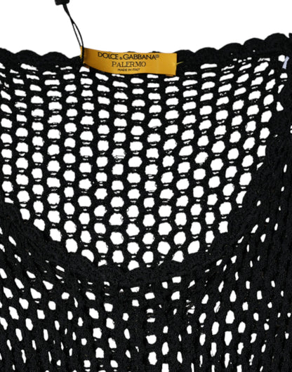 Débardeur noir en maille transparente sans manches Dolce & Gabbana