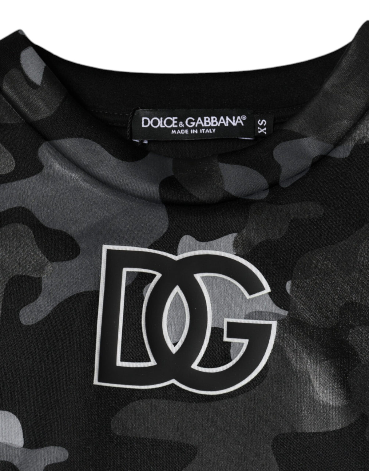 Dolce & Gabbana Sweatshirt Noir Camouflage à Col Rond